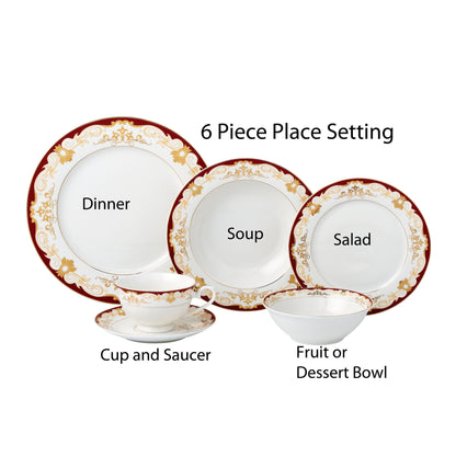 Service de table 24 pièces - Porcelaine fine, pour 4 personnes, par Lorren Home Trends