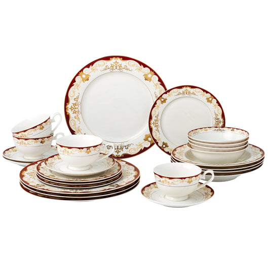 Service de table 24 pièces - Porcelaine fine, pour 4 personnes, par Lorren Home Trends