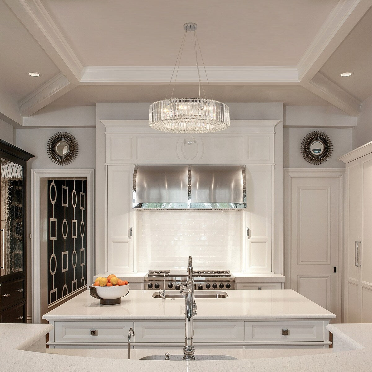 Luminaire suspendu style ferme de 62,5 cm (24,8 po) à 8 lumières, lustre en cristal, lustre tambour pour salle à manger, salon, chambre à coucher, cuisine