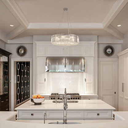 Luminaire suspendu style ferme de 62,5 cm (24,8 po) à 8 lumières, lustre en cristal, lustre tambour pour salle à manger, salon, chambre à coucher, cuisine