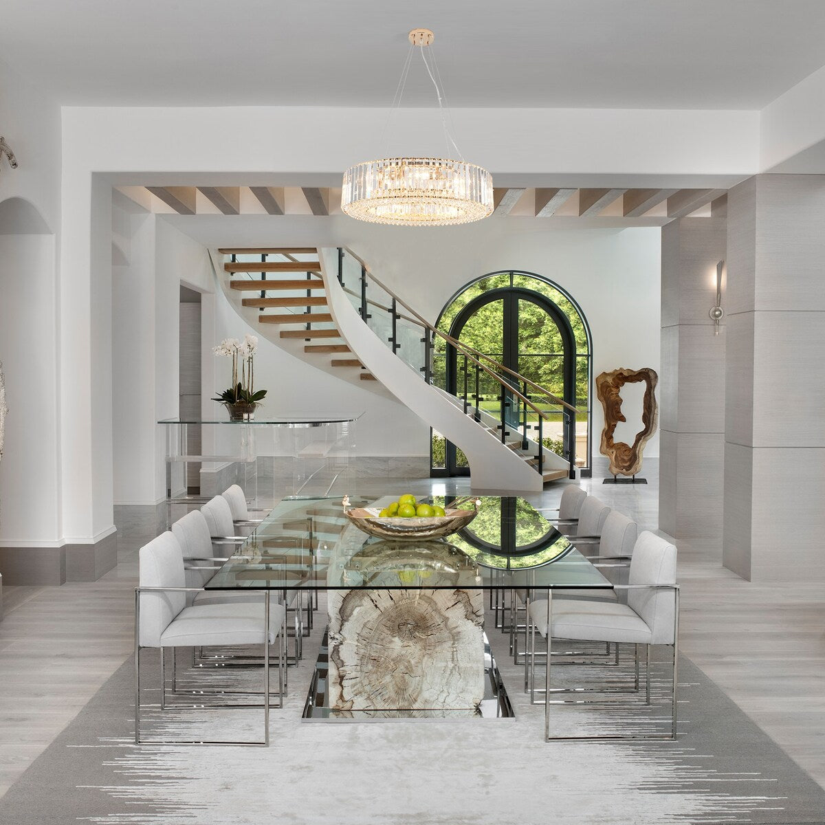 Luminaire suspendu style ferme de 62,5 cm (24,8 po) à 8 lumières, lustre en cristal, lustre tambour pour salle à manger, salon, chambre à coucher, cuisine