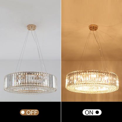 Luminaire suspendu style ferme de 62,5 cm (24,8 po) à 8 lumières, lustre en cristal, lustre tambour pour salle à manger, salon, chambre à coucher, cuisine