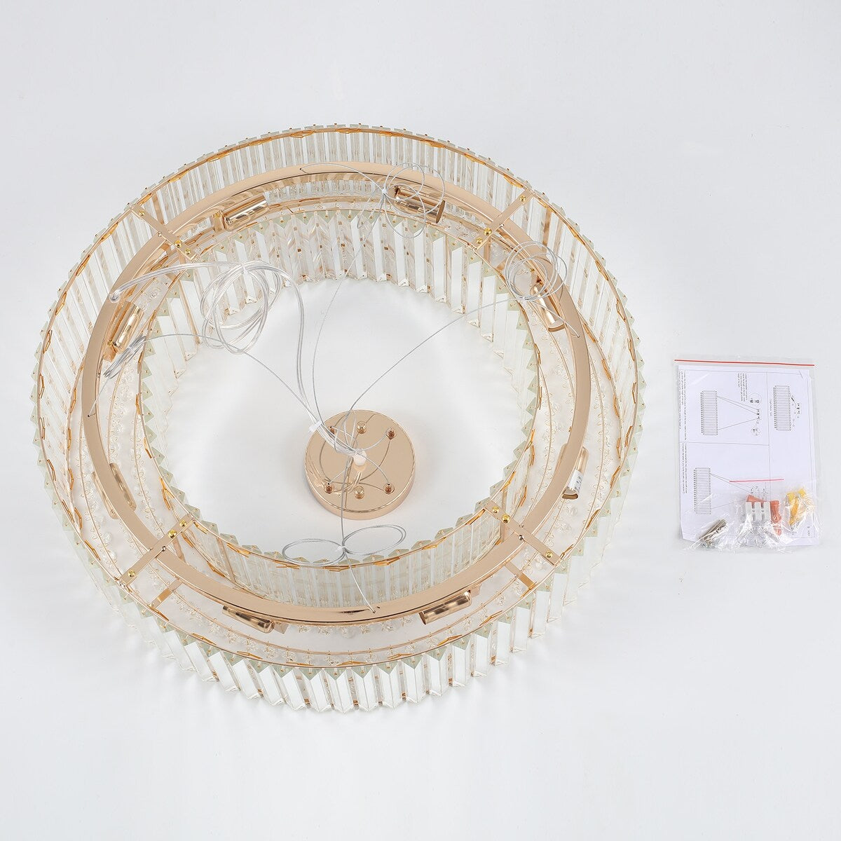 Luminaire suspendu style ferme de 62,5 cm (24,8 po) à 8 lumières, lustre en cristal, lustre tambour pour salle à manger, salon, chambre à coucher, cuisine
