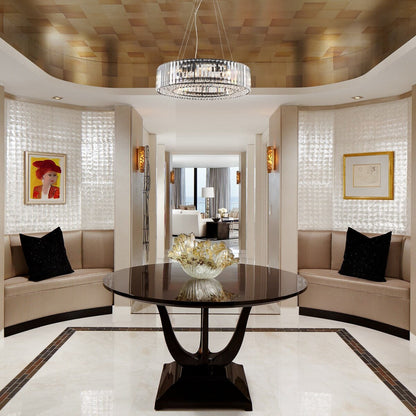 Luminaire suspendu style ferme de 62,5 cm (24,8 po) à 8 lumières, lustre en cristal, lustre tambour pour salle à manger, salon, chambre à coucher, cuisine