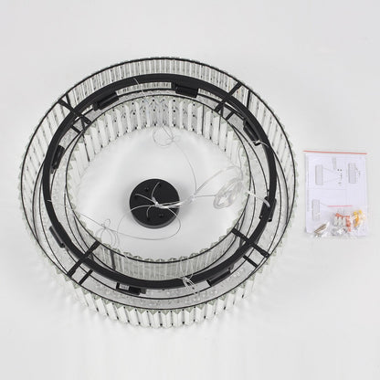 Luminaire suspendu style ferme de 62,5 cm (24,8 po) à 8 lumières, lustre en cristal, lustre tambour pour salle à manger, salon, chambre à coucher, cuisine