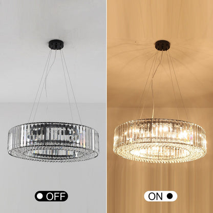 Luminaire suspendu style ferme de 62,5 cm (24,8 po) à 8 lumières, lustre en cristal, lustre tambour pour salle à manger, salon, chambre à coucher, cuisine