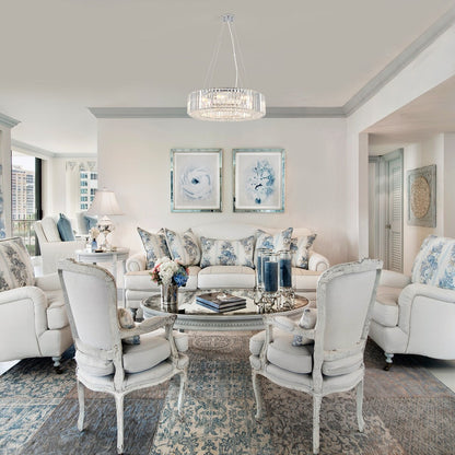 Luminaire suspendu style ferme de 62,5 cm (24,8 po) à 8 lumières, lustre en cristal, lustre tambour pour salle à manger, salon, chambre à coucher, cuisine