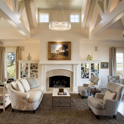 Luminaire suspendu style ferme de 62,5 cm (24,8 po) à 8 lumières, lustre en cristal, lustre tambour pour salle à manger, salon, chambre à coucher, cuisine