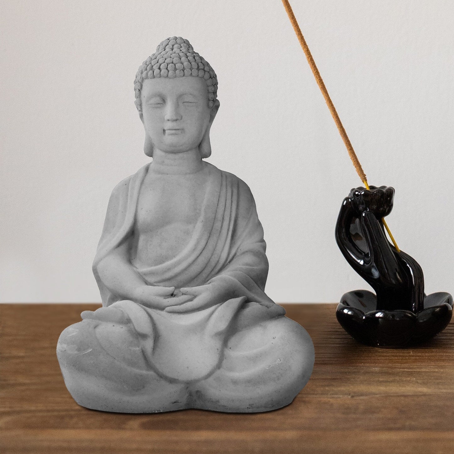 Statue de Bouddha méditant en béton léger de 65 cm (25,6 po)