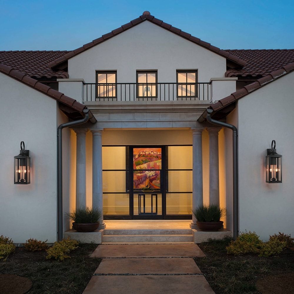 25.7H 2-Light Large Outdoor Bronze Exterior Wall Lantern Sconce Light