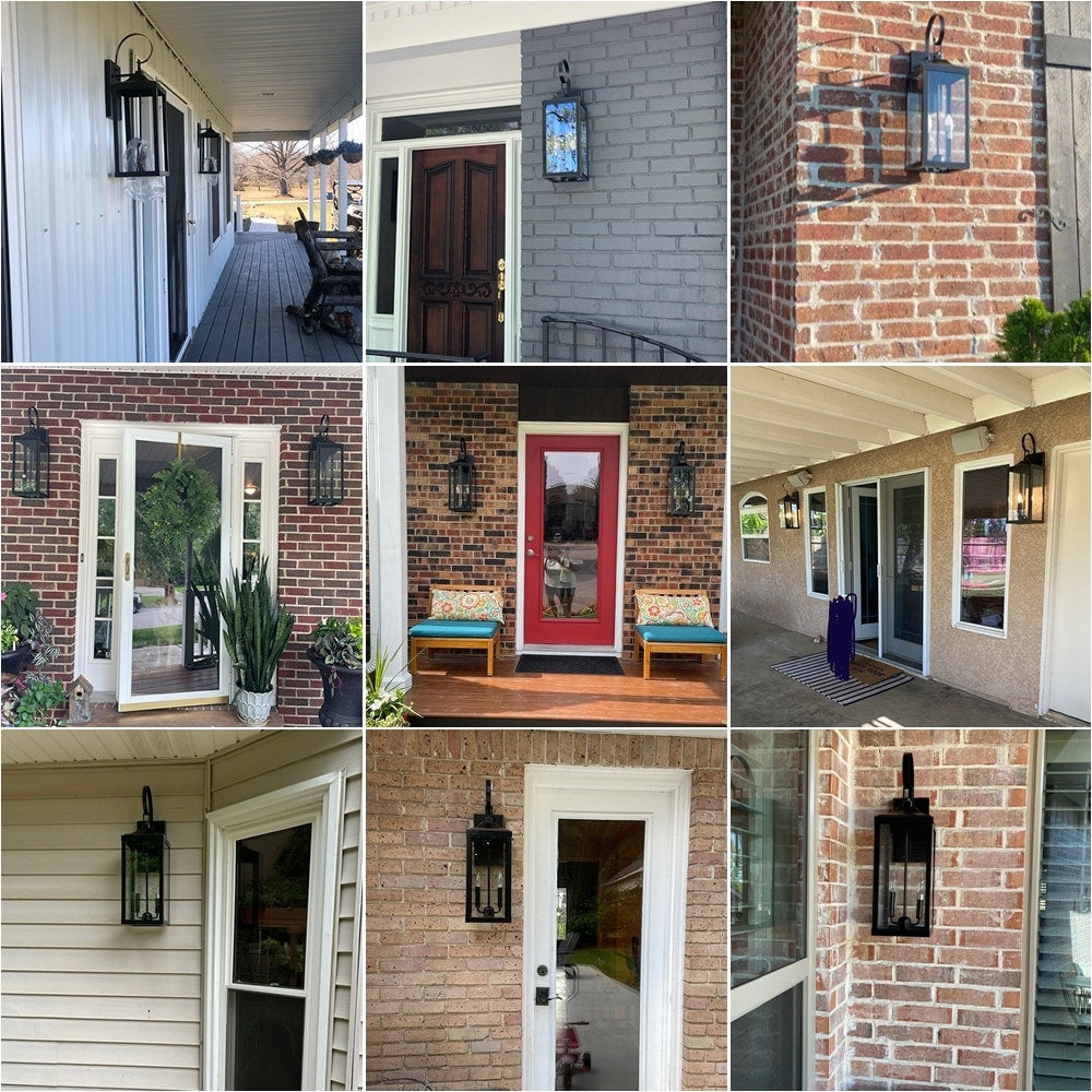 25.7H 2-Light Large Outdoor Bronze Exterior Wall Lantern Sconce Light