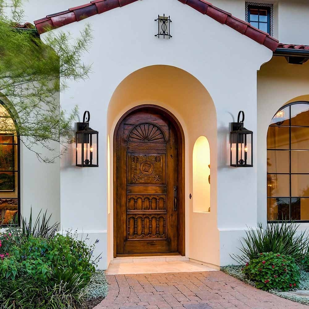 25.7H 2-Light Large Outdoor Bronze Exterior Wall Lantern Sconce Light