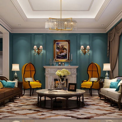 Luminaire suspendu à 6 lumières, style moderne, doré, en forme de tambour, avec cristaux, abat-jour en verre dépoli, pour îlot de cuisine, salle à manger, 66 cm (26 po)