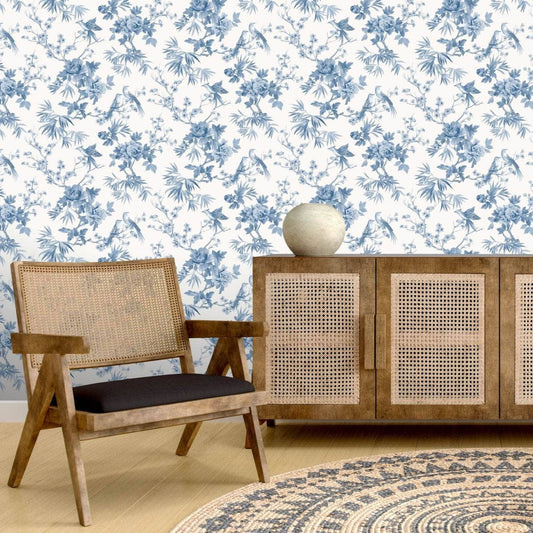 Rasch Amelie Chinoiserie Blue & White Wallpaper - 260554