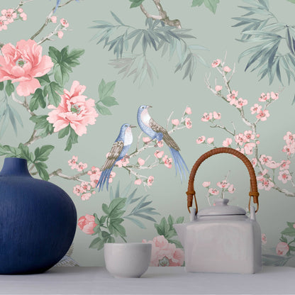 Rasch Amelie Chinoiserie Sage Wallpaper - 260568