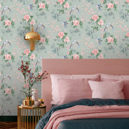 Rasch Amelie Chinoiserie Sage Wallpaper - 260568