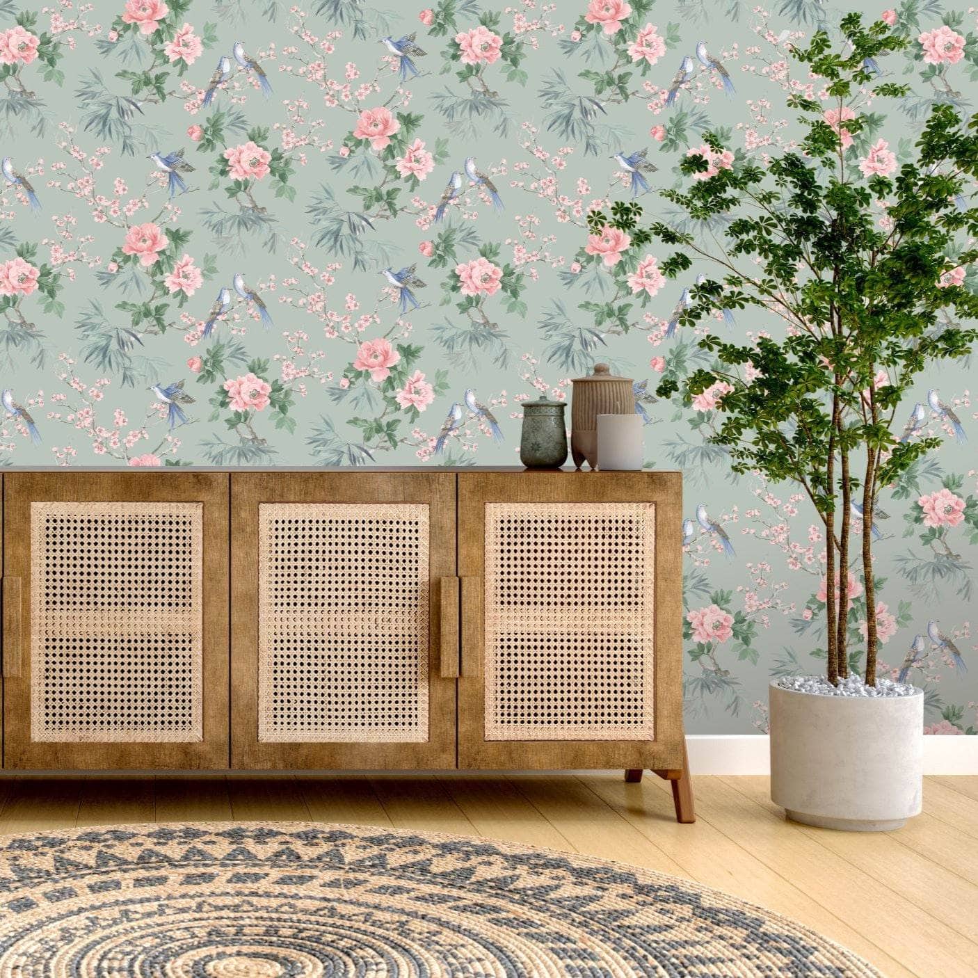 Rasch Amelie Chinoiserie Sage Wallpaper - 260568