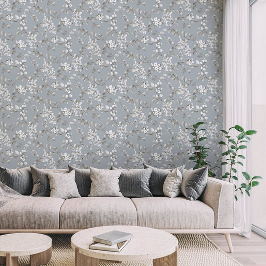 Rasch B65 Rosalie Floral Blue Wallpaper - 260659