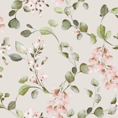 Rasch Rosalie Floral Cream & Pink Wallpaper - 260666
