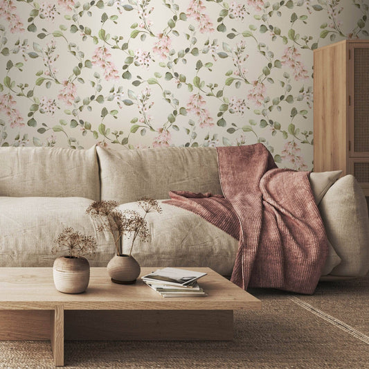 Rasch Rosalie Floral Cream & Pink Wallpaper - 260666