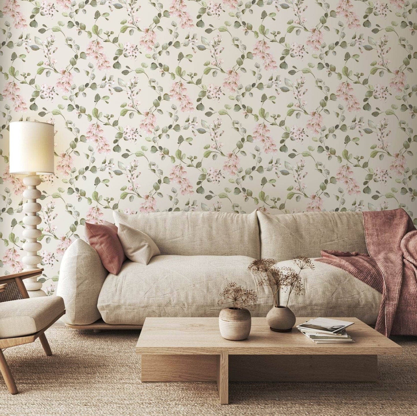 Rasch Rosalie Floral Cream & Pink Wallpaper - 260666
