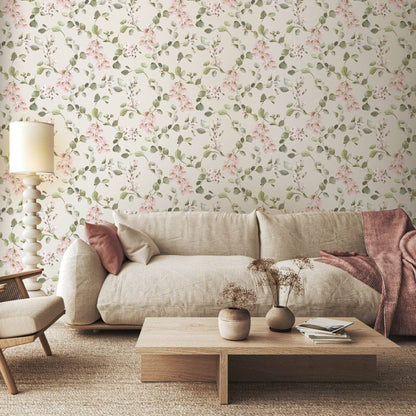 Rasch Rosalie Floral Cream & Pink Wallpaper - 260666