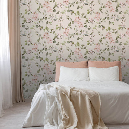 Rasch Rosalie Floral Cream & Pink Wallpaper - 260666