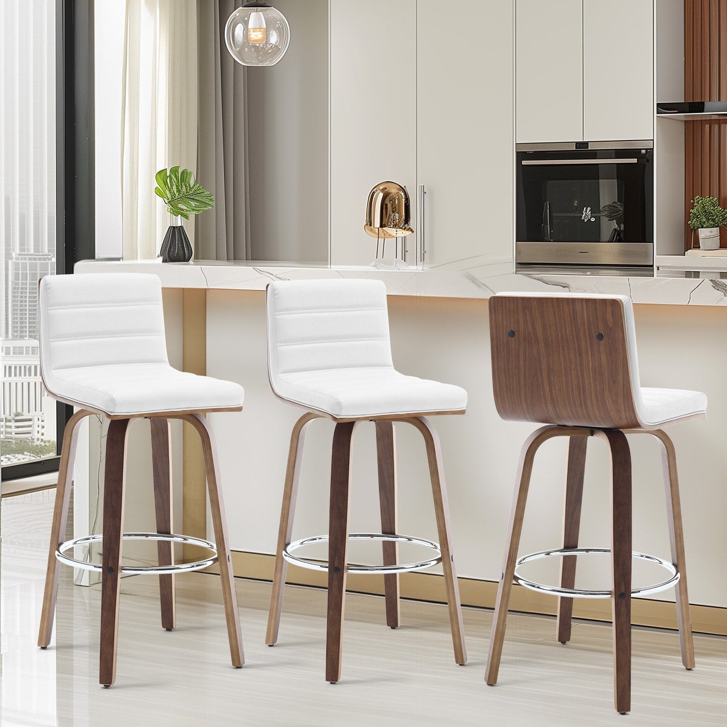 Tabourets de bar/comptoir pivotants en simili cuir 26/29, lot de 2/3