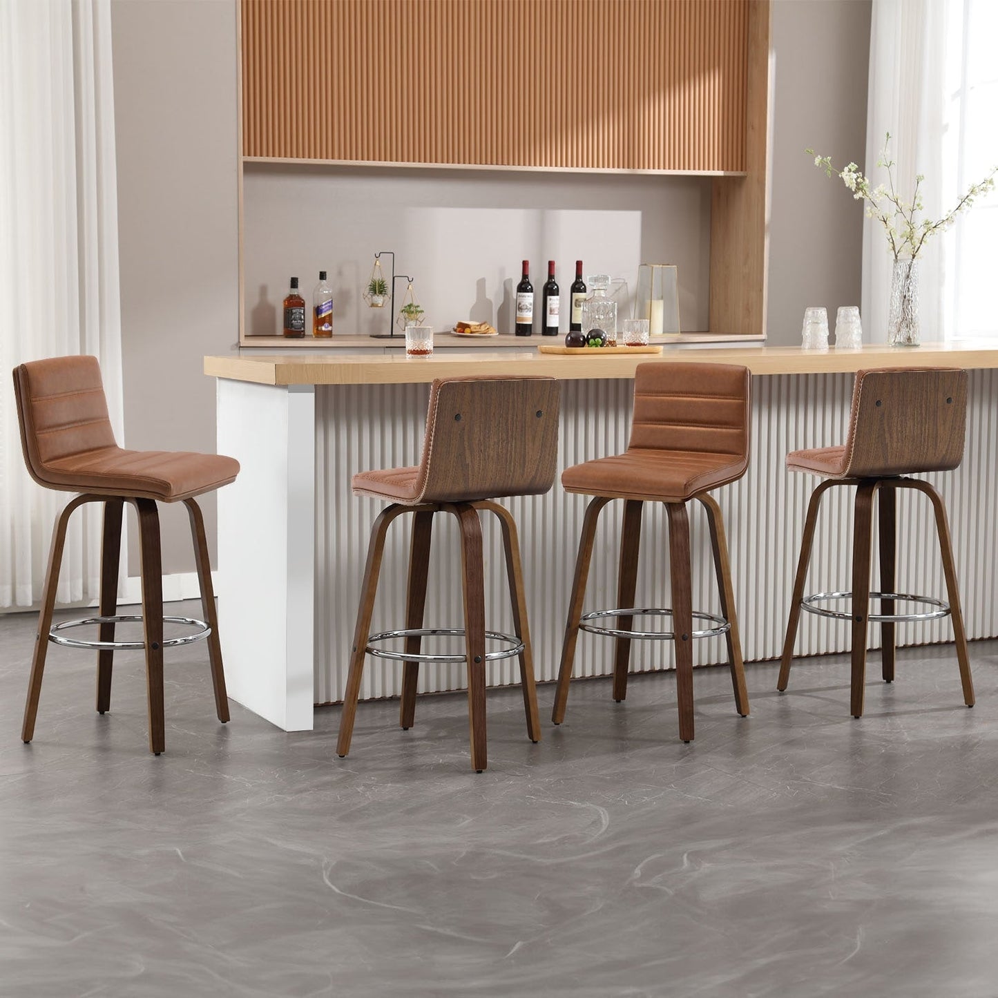 Tabourets de bar/comptoir pivotants en simili cuir 26/29, lot de 2/3