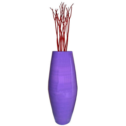 Uniquewise Tall Cylinder Bamboo Floor Vase Decorative Accent for Hotel Lobbies and Spa, Perfect Decor for Living Room or Hallway