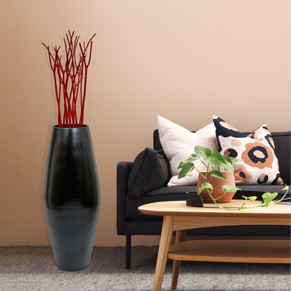 Uniquewise Tall Cylinder Bamboo Floor Vase Decorative Accent for Hotel Lobbies and Spa, Perfect Decor for Living Room or Hallway