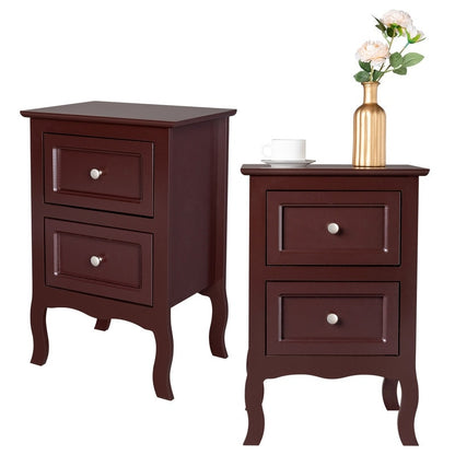 Country Style Two-Drawer Nightstand- Set of 2