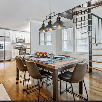 Suspension à 3 lumières style industriel et champêtre, forme de dôme, en métal, pour îlot de cuisine, finition bronze huilé.