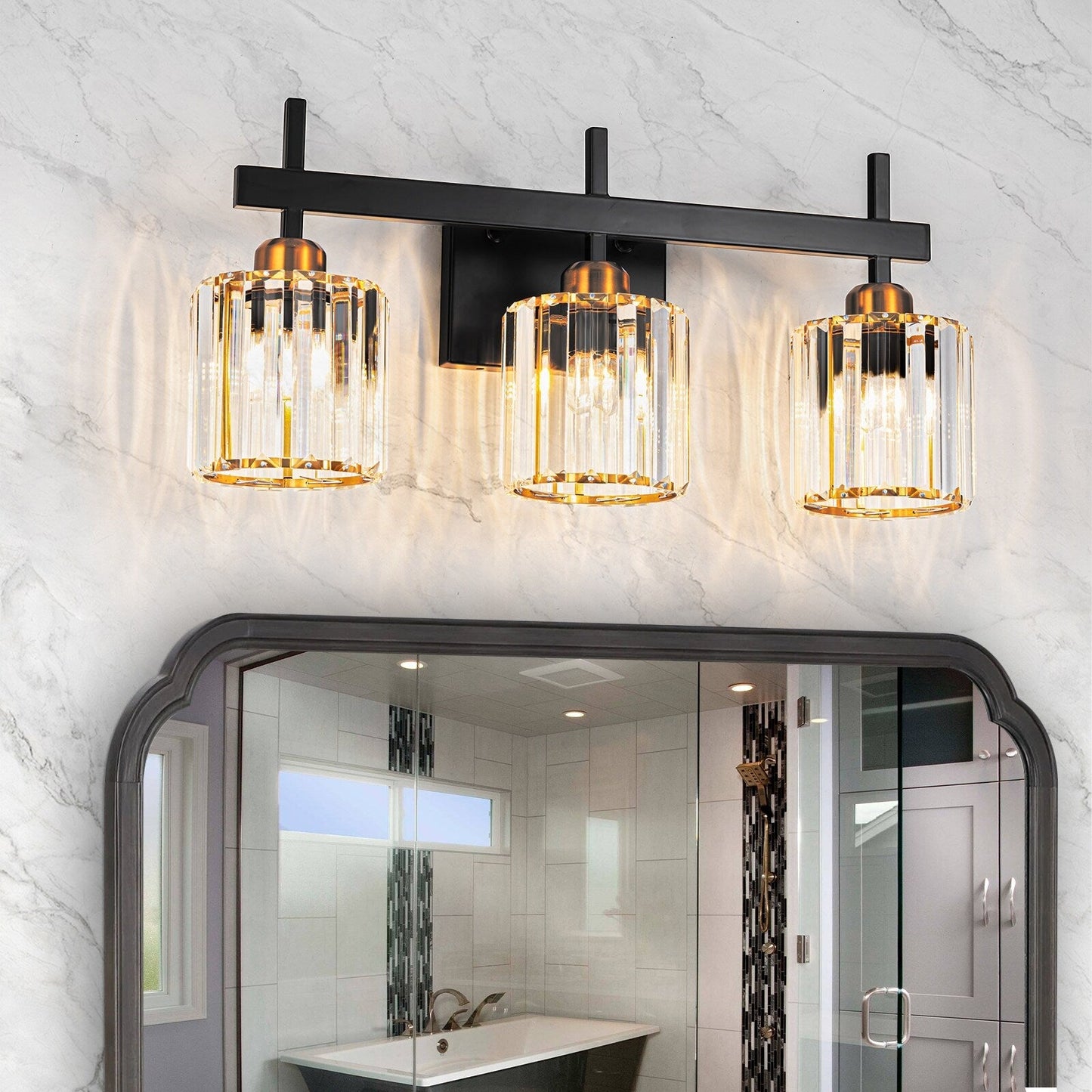 3/4/5-Light Modern Dimmable Crystal Bathroom Vanity Lights Fixtures Over Mirror