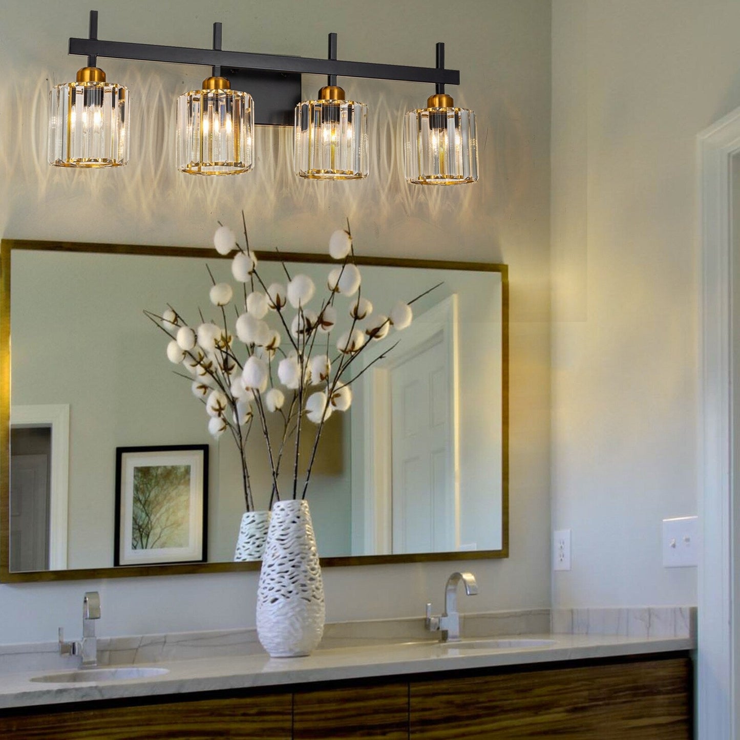 3/4/5-Light Modern Dimmable Crystal Bathroom Vanity Lights Fixtures Over Mirror