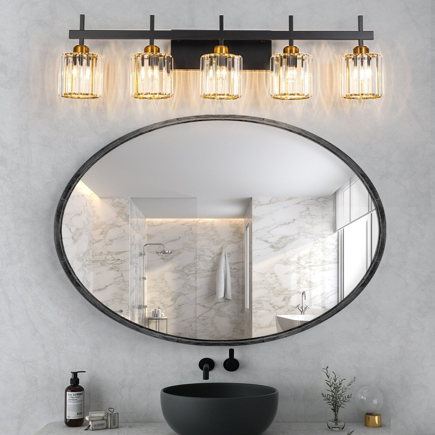 3/4/5-Light Modern Dimmable Crystal Bathroom Vanity Lights Fixtures Over Mirror