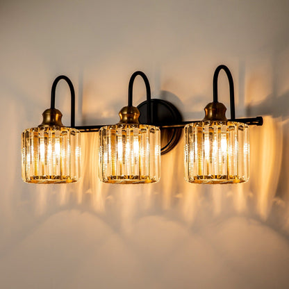 Éclairage de salle de bain moderne et élégant à 3/4 lumières, à intensité variable, avec cristaux, pour miroir.