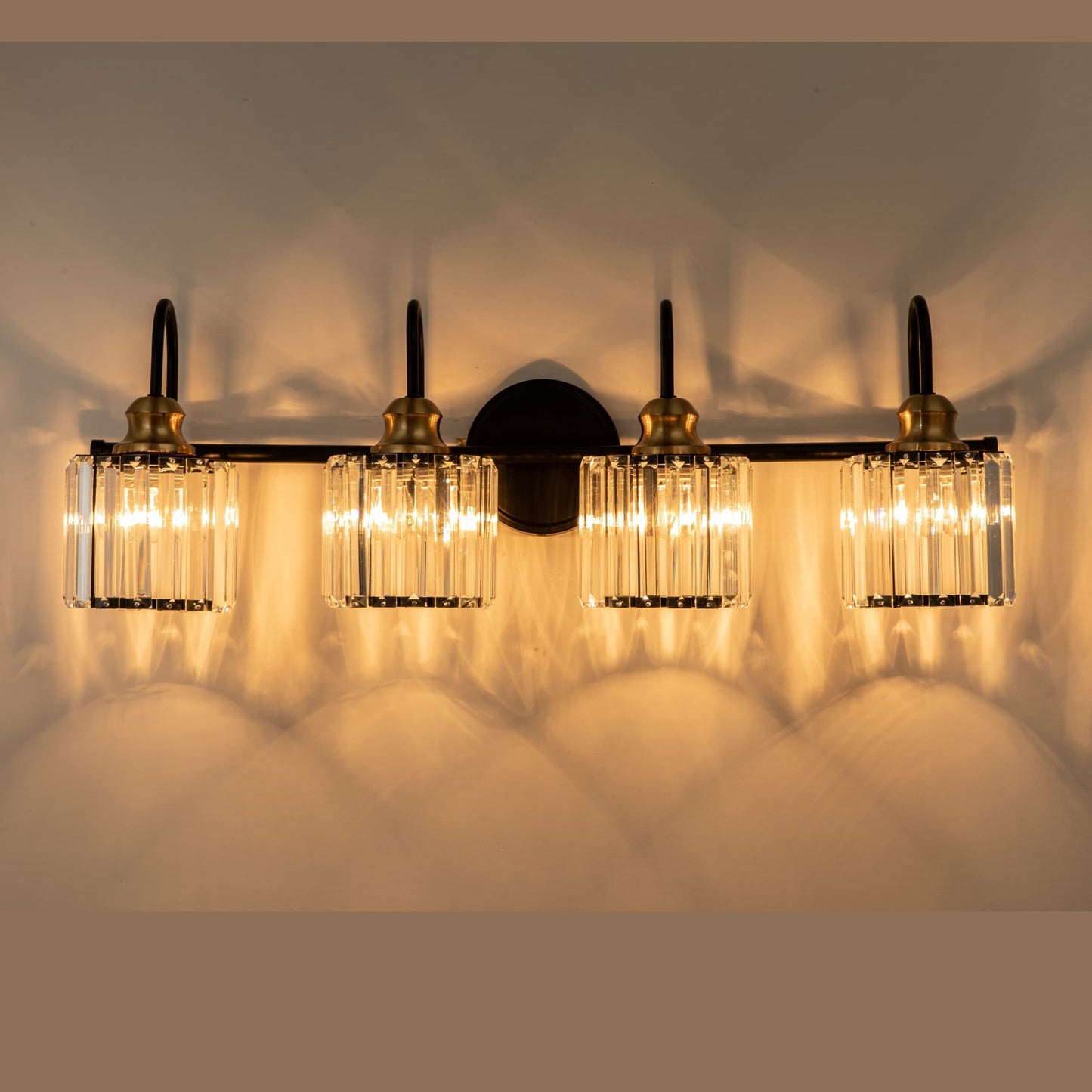 Éclairage de salle de bain moderne et élégant à 3/4 lumières, à intensité variable, avec cristaux, pour miroir.