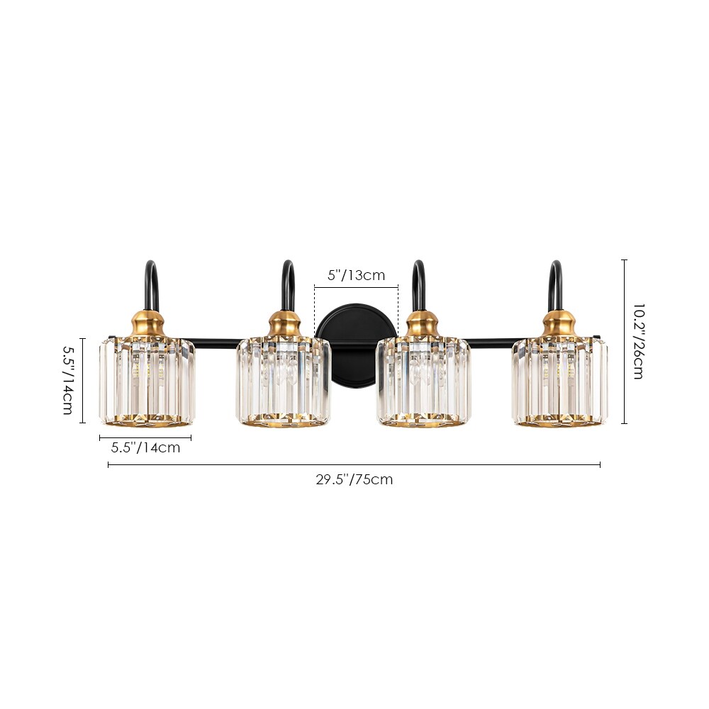 Éclairage de salle de bain moderne et élégant à 3/4 lumières, à intensité variable, avec cristaux, pour miroir.