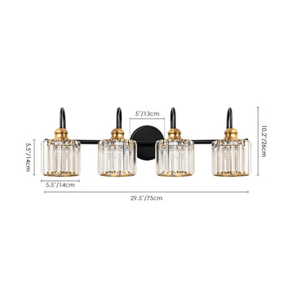 Éclairage de salle de bain moderne et élégant à 3/4 lumières, à intensité variable, avec cristaux, pour miroir.