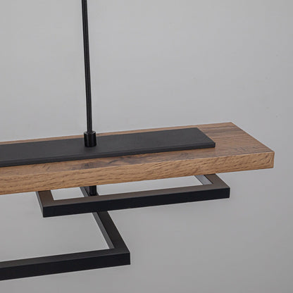 Suspension à LED intégrée en bois, linéaire, à 3 ou 5 lumières, pour îlot de cuisine.