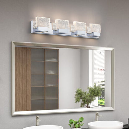 C Cattleya Luminaire de salle de bain à LED intégrée en acier inoxydable 3000K avec abat-jours en verre artistique - Chrome