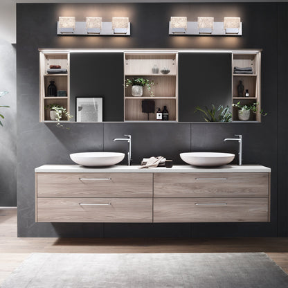 C Cattleya Luminaire de salle de bain à LED intégrée en acier inoxydable 3000K avec abat-jours en verre artistique - Chrome