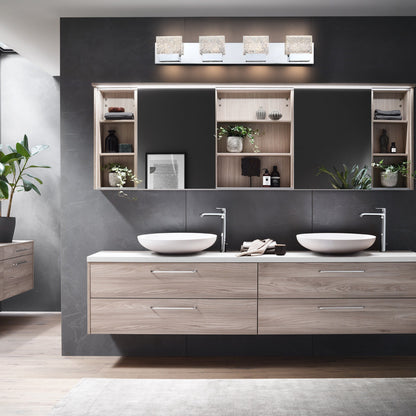 C Cattleya Luminaire de salle de bain à LED intégrée en acier inoxydable 3000K avec abat-jours en verre artistique - Chrome