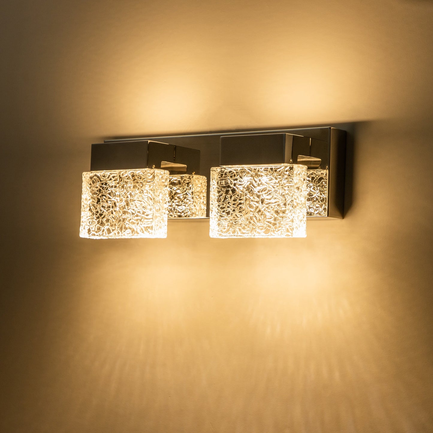 C Cattleya Luminaire de salle de bain à LED intégrée en acier inoxydable 3000K avec abat-jours en verre artistique - Chrome