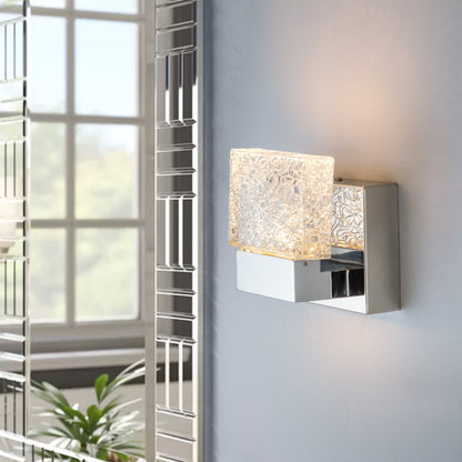 C Cattleya Luminaire de salle de bain à LED intégrée en acier inoxydable 3000K avec abat-jours en verre artistique - Chrome