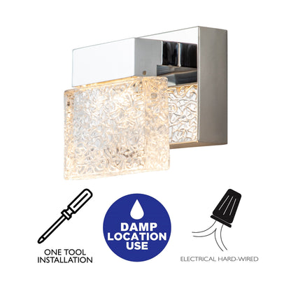 C Cattleya Luminaire de salle de bain à LED intégrée en acier inoxydable 3000K avec abat-jours en verre artistique - Chrome