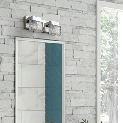 C Cattleya Luminaire de salle de bain à LED intégrée en acier inoxydable 3000K avec abat-jours en verre artistique - Chrome