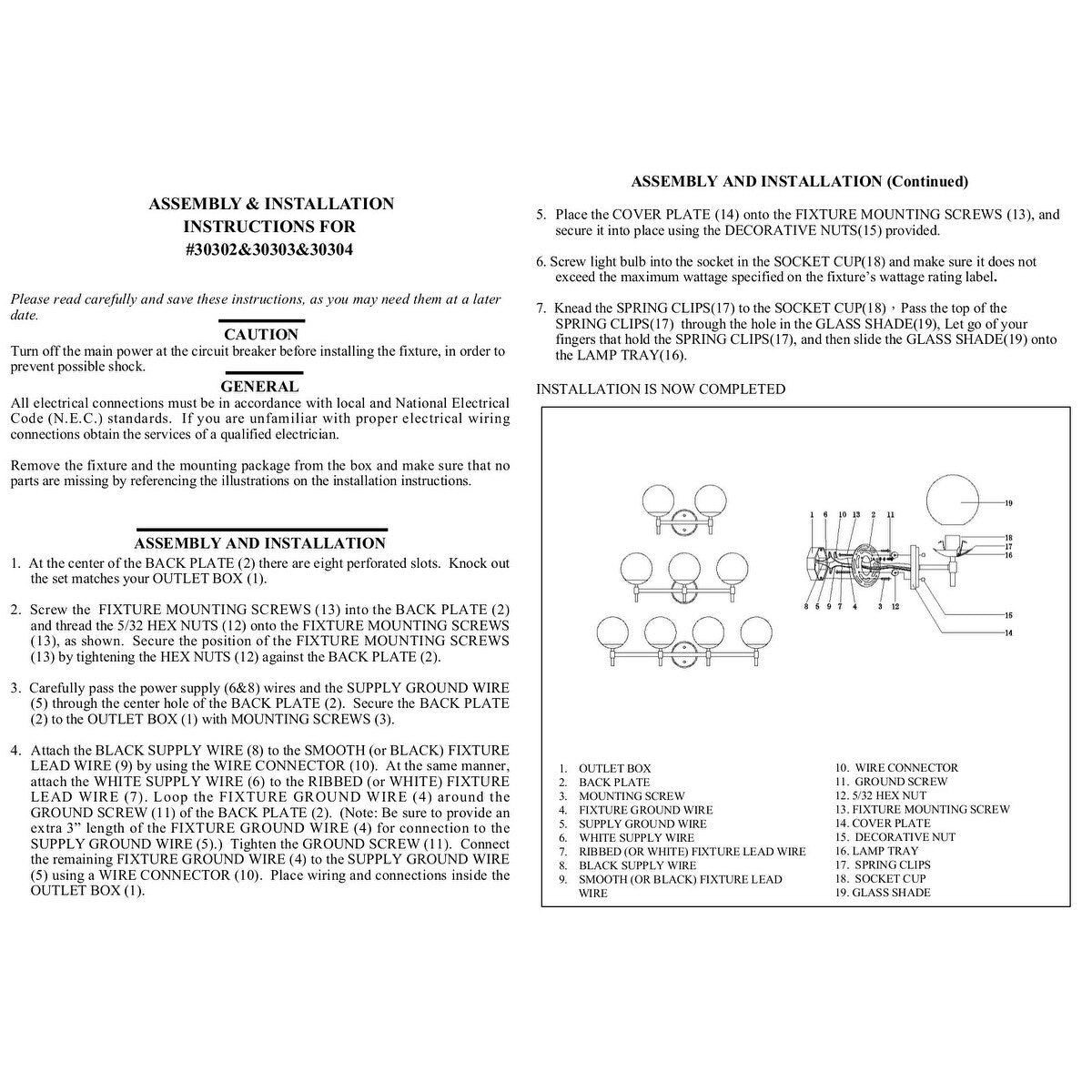 929 Lighting Lustre de salle de bain à 3 lumières, disponible en plusieurs finitions avec abat-jours en verre opale.