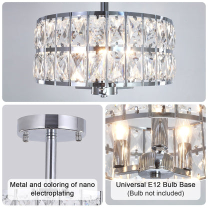 3-Light Crystal Semi Flush Mount Lights for Living Room Hallway